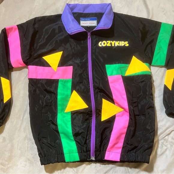 Vtg 80s 90s Jacket Cozy Kids Snow Coat Pink Color Block Girl Youth Small - Picture 2 of 11